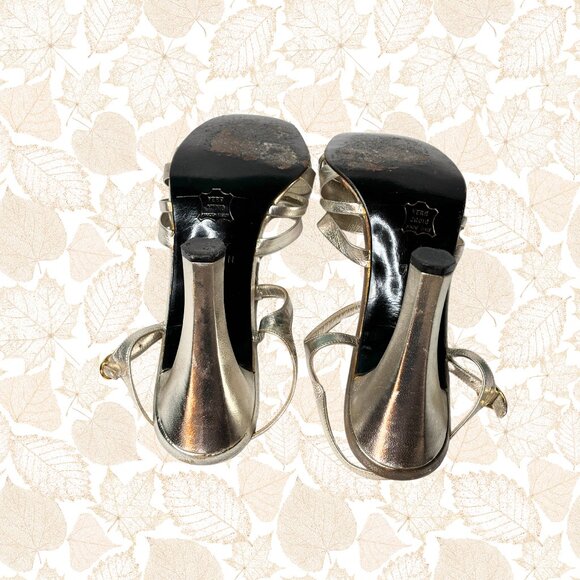 Rinaldi by Luigino D'Italia Silver 4" Sandal Heels - Size 7.5 - Picture 8 of 10